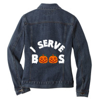 Halloween I Serve Boos Funny Barkeep Mixologist Ba Ladies Denim Jacket | Artistshot