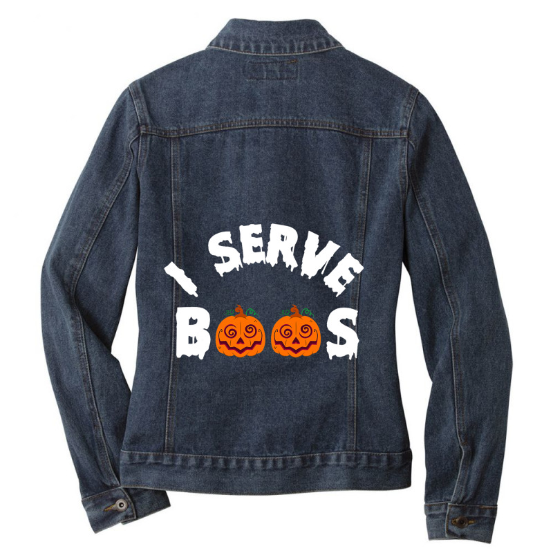 Halloween I Serve Boos Funny Barkeep Mixologist Ba Ladies Denim Jacket by KeaganKoehler | Artistshot