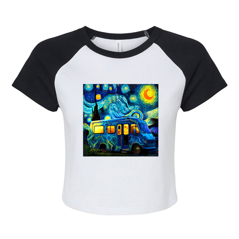 Camping Funny T Shirt, Rv Trailer, Van Gogh, Starr Raglan Crop Top by terrilyn | Artistshot