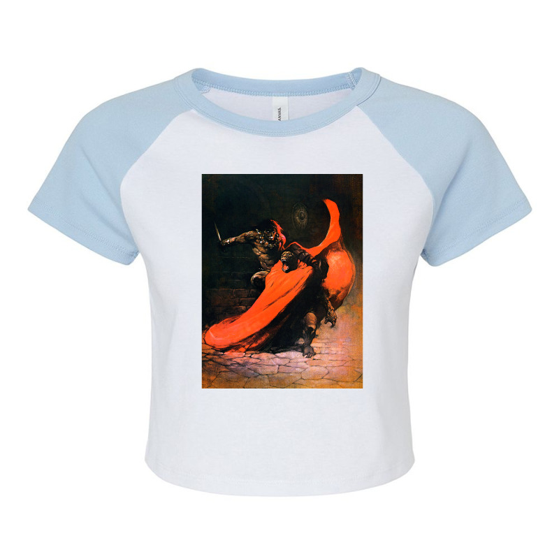 Frank Frazetta   Conan The Barbarian 1 Raglan Crop Top by wollapgali | Artistshot