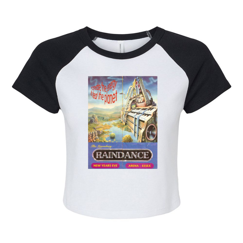 Raindance 90's Rave Flyer Raglan Crop Top by gholamisaqif | Artistshot