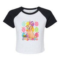 Cute Golden Easter Bunny Ear Colorful Easter Egg B Raglan Crop Top | Artistshot