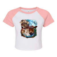 3 Moon Cow Funny Livestock Cattle Animal Lovers Ar Raglan Crop Top | Artistshot