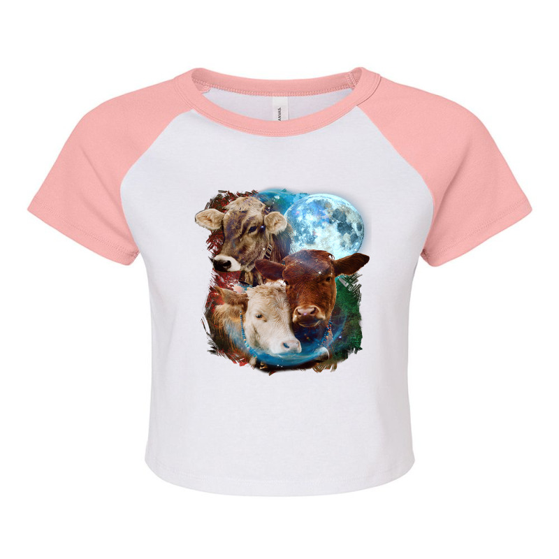 3 Moon Cow Funny Livestock Cattle Animal Lovers Ar Raglan Crop Top by AURRADILLARD | Artistshot