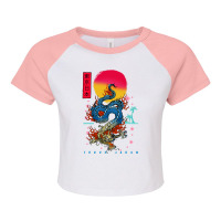 Japanese Tokyo Dragon Asian Retro 80’s Style 2 Raglan Crop Top | Artistshot