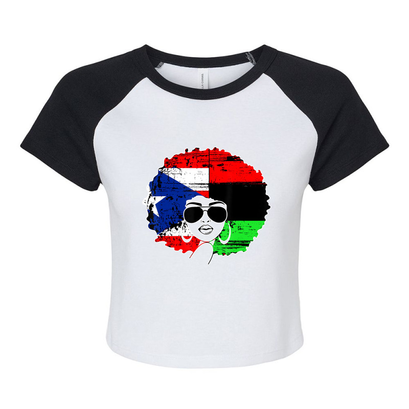 Puerto Rican Afro Latina, Boricua Puerto Rico Flag Raglan Crop Top by ewubea | Artistshot