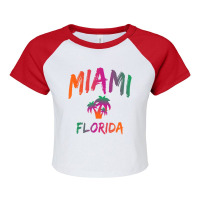 Miami   Florida   Tie Dye Text Print   Classic T S Raglan Crop Top | Artistshot