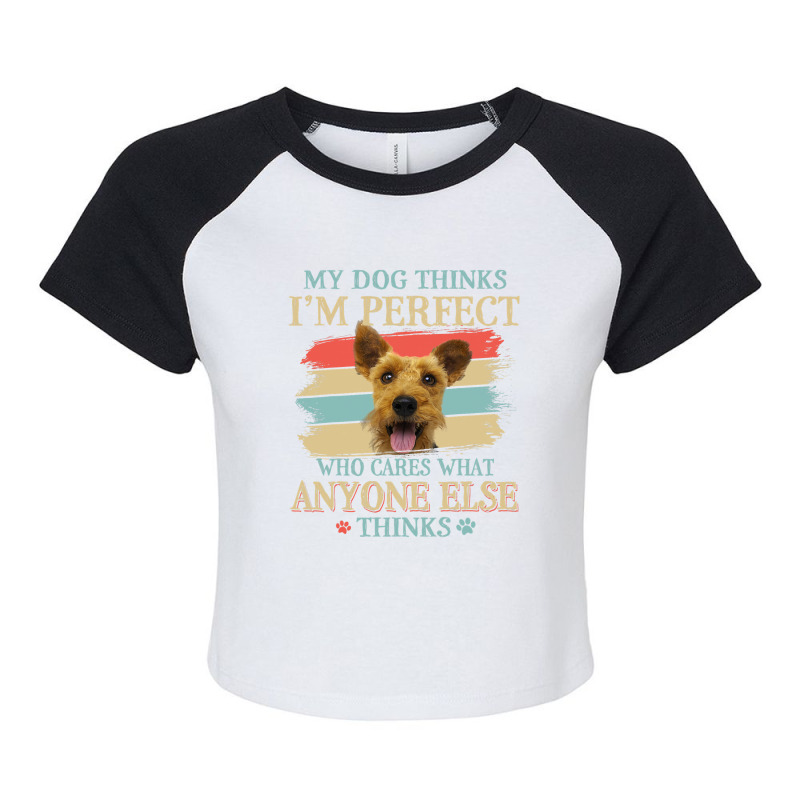 My Dog Thinks Im Perfect Welsh Terrier Dog Retro S Raglan Crop Top by whoretacarpal | Artistshot