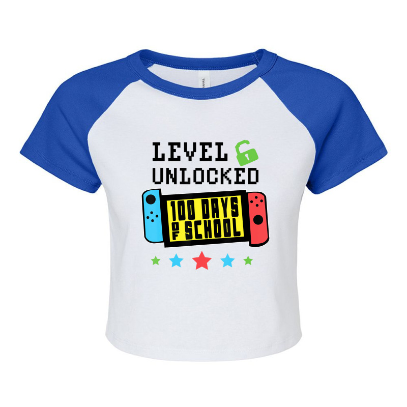 Level Unlocked 100 Days Of School Gamer Graphic Ar Raglan Crop Top by holden | Artistshot