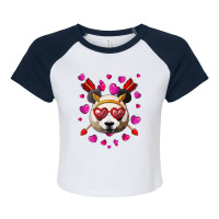 Panda Valentines Day Animal Face Heart Glass Love  Raglan Crop Top | Artistshot