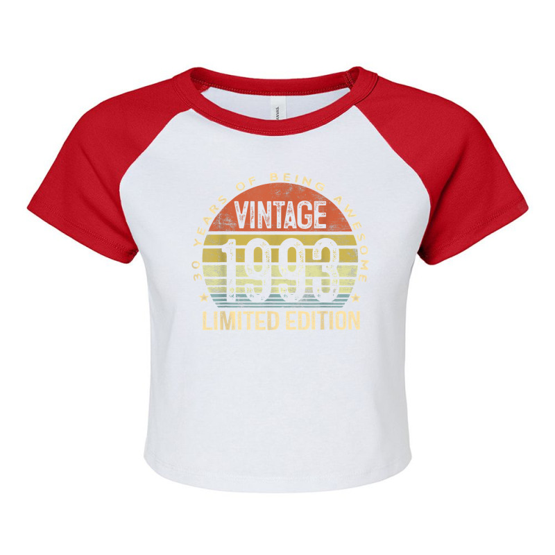 Vintage 1993 Limited Edition 30 Year Old Gifts 30t Raglan Crop Top by abele | Artistshot