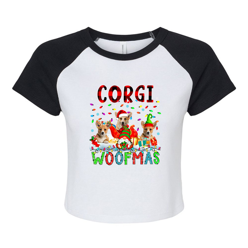 Corgi Xmas Woof Santa Reindeer Elf Corgis With Gno Raglan Crop Top by kerrmanthez | Artistshot