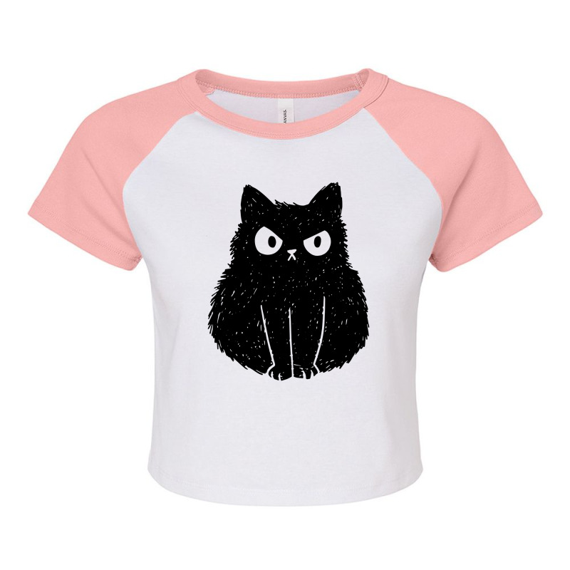 Cat Angry Feline Novelty Raglan Crop Top by ifa art | Artistshot