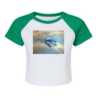 Flying Blue Car Raglan Crop Top | Artistshot