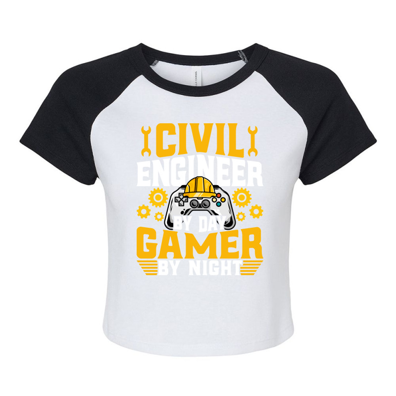 Civil Engineer Gamer Funny Video Game Lover Civil Raglan Crop Top by izetecabangp | Artistshot