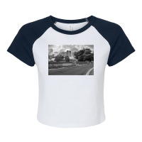 Alnwick Castle In Monochrome Raglan Crop Top | Artistshot