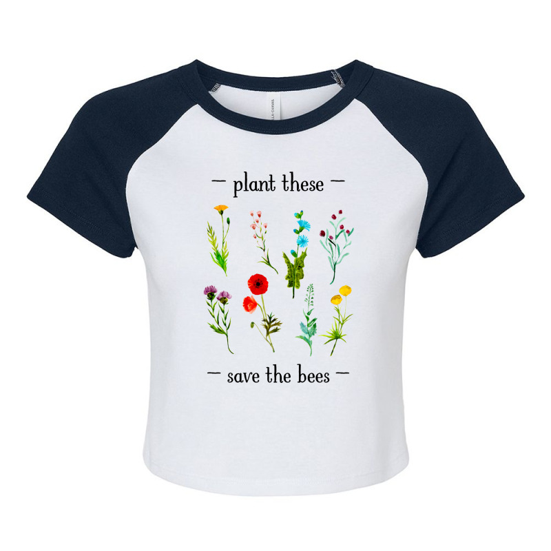 Plant These Save The Bees Watercolor Wildflowers C Raglan Crop Top | Artistshot