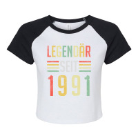 30th Birthday 30 Years 1991 Vintage Girl Raglan Crop Top | Artistshot