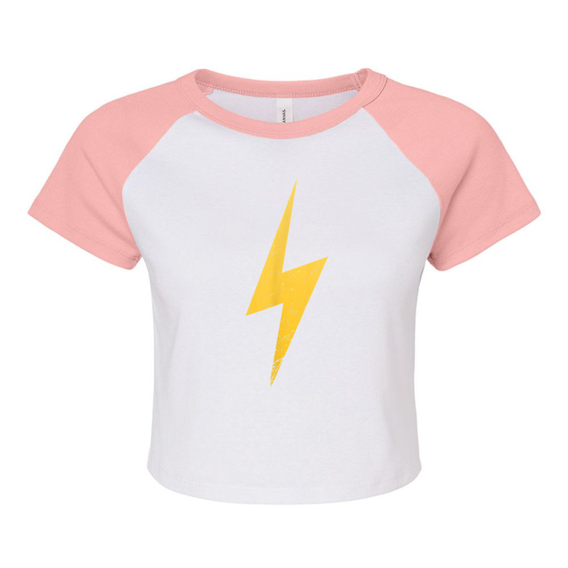 Minimalistic Design With Lightning Bolt Grunge T S Raglan Crop Top by modes | Artistshot