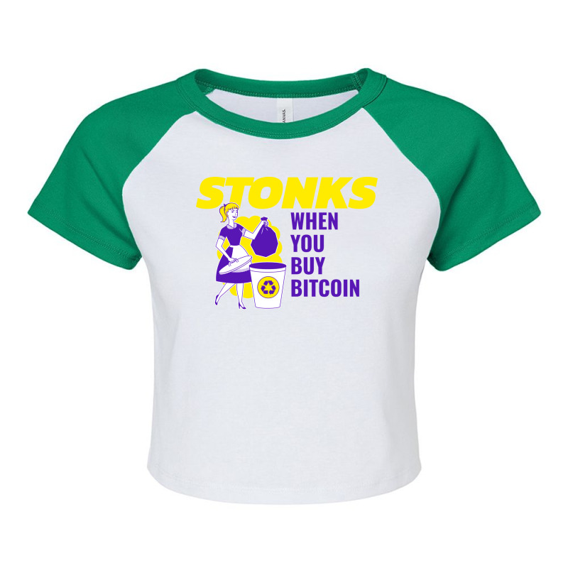 Stonks When You Buy Bitcoin Travel Raglan Crop Top by efrancikag | Artistshot