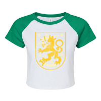 Vintage Distressed Coat Of Arms Of Finland Raglan Crop Top | Artistshot