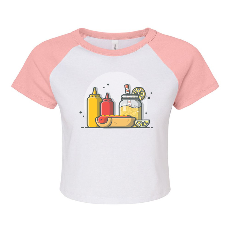 Hotdog Ketchup And Lemonade Travel Raglan Crop Top by omerisqurdluj | Artistshot