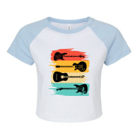 Vintage Retro Guitars Raglan Crop Top | Artistshot