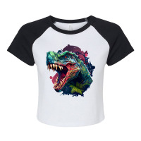 Dinosaurus Angry Raglan Crop Top | Artistshot