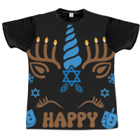 Happy Hanukkah Unicorn Chanukah Menorah Dreidel Graphic T-shirt | Artistshot