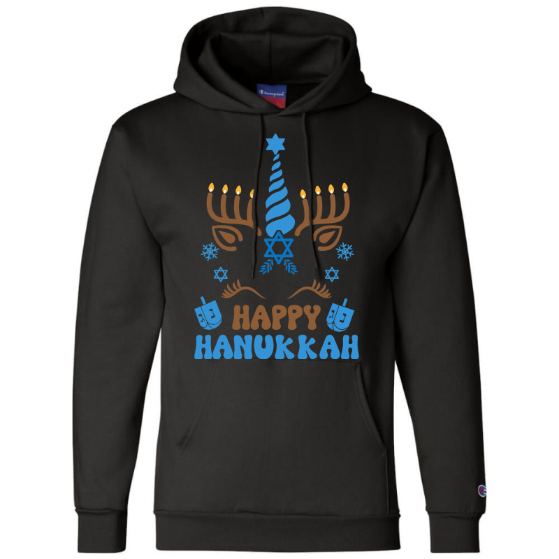 Happy Hanukkah Unicorn Chanukah Menorah Dreidel Champion Hoodie | Artistshot