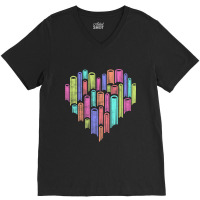 Heart Love Books Literary Reader Writer Reading Bo V-neck Tee | Artistshot