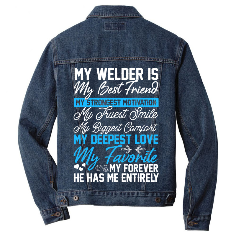 Funny Welding Design For A Welder Wife Girlfriend  Men Denim Jacket | Artistshot