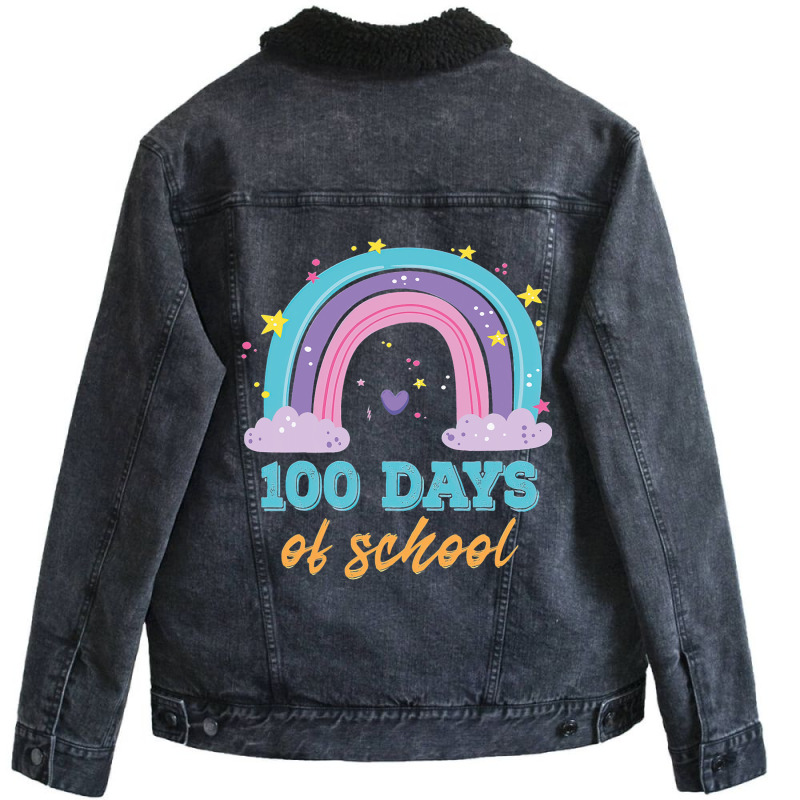 Happy 100th Day Of School Unicorn 100 Magical Days Unisex Sherpa-lined Denim Jacket | Artistshot