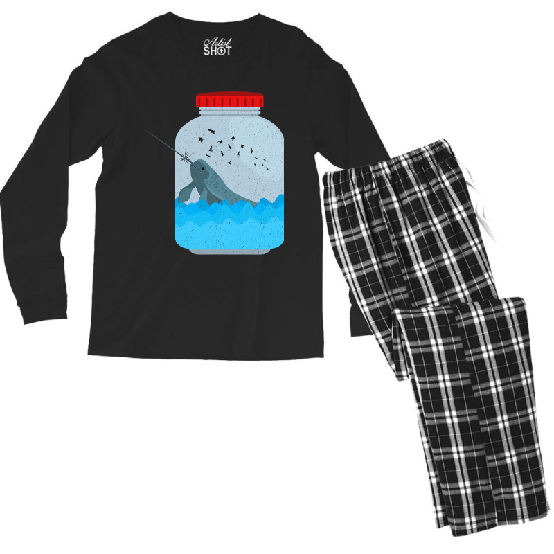 Funny Narwhal Glass Narwhal Unicorn Of The Sea Men's Long Sleeve Pajama Set | Artistshot