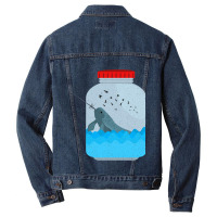 Funny Narwhal Glass Narwhal Unicorn Of The Sea Men Denim Jacket | Artistshot