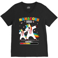 Future Mom Loading Mamacorn Mother To Be Unicorn V-neck Tee | Artistshot