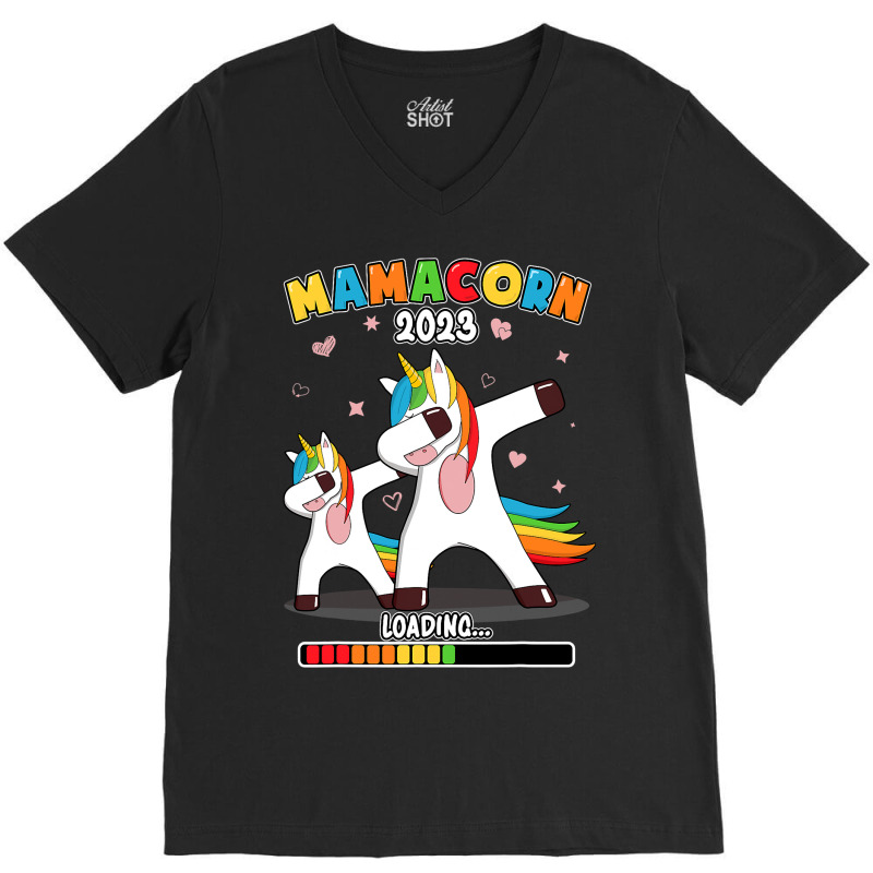 Future Mom Loading Mamacorn Mother To Be Unicorn V-neck Tee | Artistshot