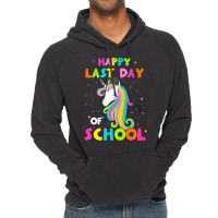 Happy Last Day Of School Funny Summer Unicorn Shir Vintage Hoodie | Artistshot