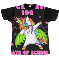 I Crushed 100 Days Of School Dabbing Dragon Unicor Graphic T-shirt | Artistshot