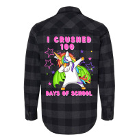 I Crushed 100 Days Of School Dabbing Dragon Unicor Flannel Shirt | Artistshot