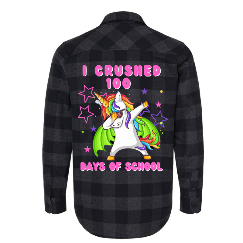 I Crushed 100 Days Of School Dabbing Dragon Unicor Flannel Shirt | Artistshot