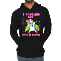 I Crushed 100 Days Of School Dabbing Dragon Unicor Lightweight Hoodie | Artistshot