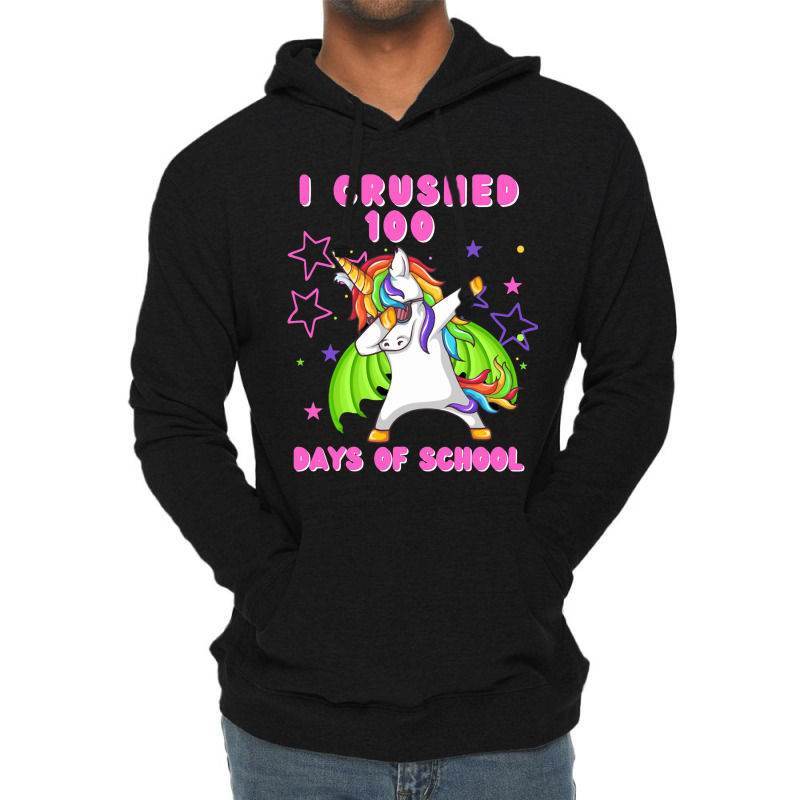 I Crushed 100 Days Of School Dabbing Dragon Unicor Lightweight Hoodie | Artistshot