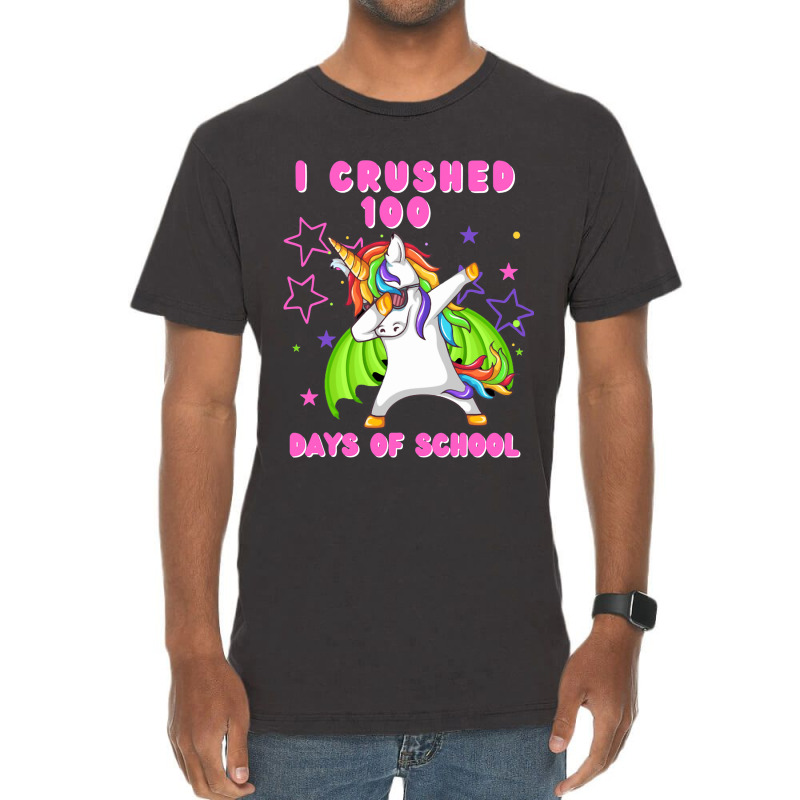 I Crushed 100 Days Of School Dabbing Dragon Unicor Vintage T-shirt | Artistshot