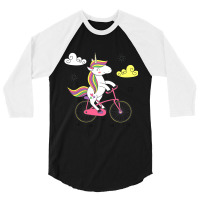 Funny Unicorn On Bike Work Out Biker 3/4 Sleeve Shirt | Artistshot