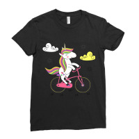 Funny Unicorn On Bike Work Out Biker Ladies Fitted T-shirt | Artistshot