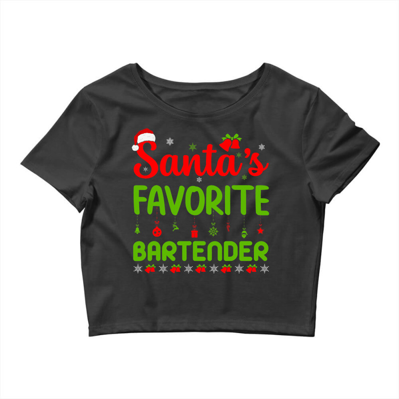 Funny Christmas Santas Favorite Bartender Merry Xm Crop Top by AlicenHewlett | Artistshot