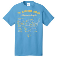 62 National Parks Map Gifts Us Park Vintage Camping Hiking New Year Basic T-shirt | Artistshot