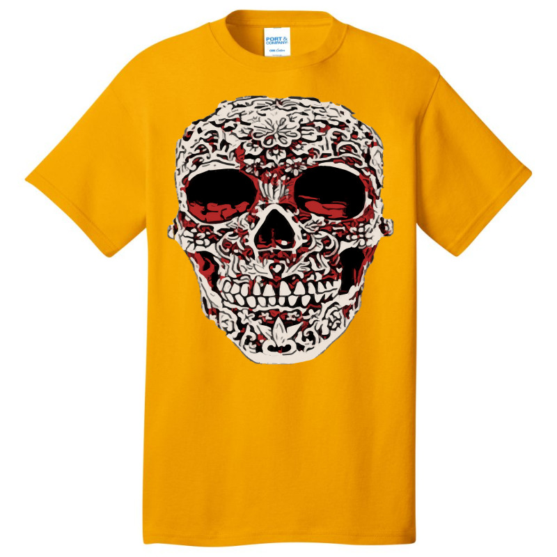 Skull T  Shirt Big Carved Red And White Skeleton Skull Head T  Shirt Basic T-shirt | Artistshot