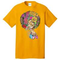 Afro Women Flowers Butterfly Latina African American Melanin Basic T-shirt | Artistshot